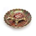 Brass Colored Turtle with Nakashi Plate/Tray Puja Store Online Pooja Items Online Puja Samagri Pooja Store near me www.satvikstore.in