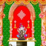 Backdrop Cloth Print Ganesh on Banana Leaf Design