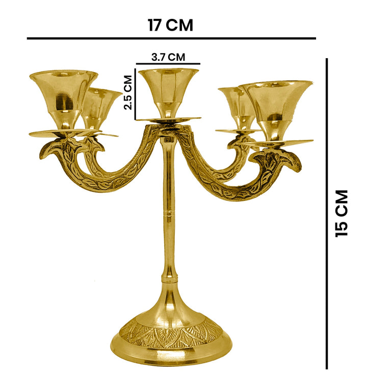 Brass 5 Pc Retro Candle Stand Puja Store Online Pooja Items Online Puja Samagri Pooja Store near me www.satvikstore.in