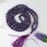108 Beads Amethyst Crystal Jaap Mala for Chakra Healing