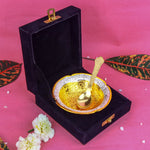 Four Face Golden Base Bowl with 1 Spoon | India’s Largest Pooja Accessories Brand – www.satvikstore.in