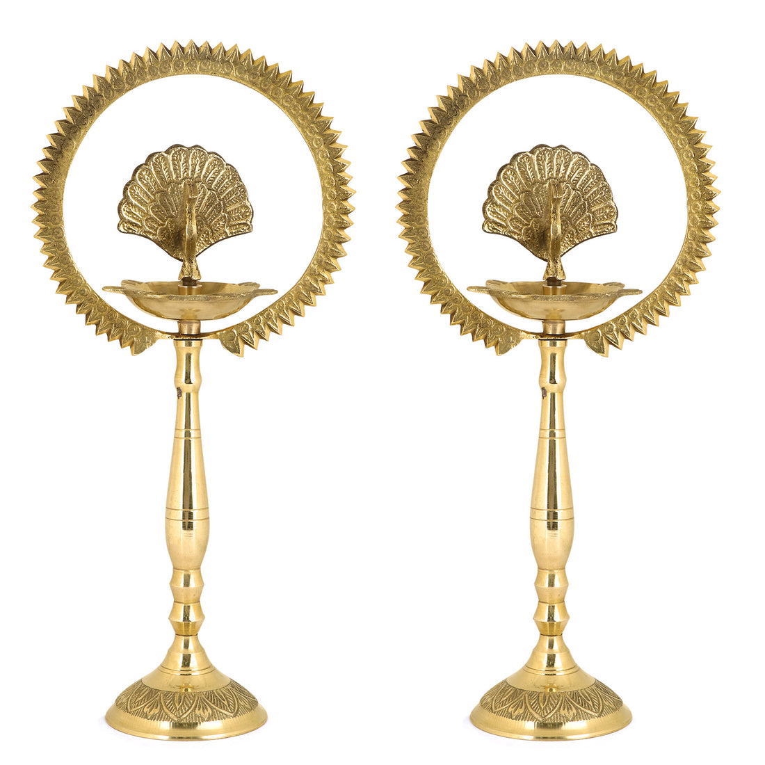 12 INCH Brass Mor Kiran Style Kerala Diya