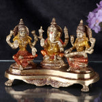 4.7 Inch Brass Lakshmi Ganesh With Saraswati Idol