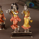 5.9 Inch Gorgeous Radha Rani And Krishna Kanhaiya Colorful Brass Idol
