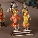 5.9 Inch Gorgeous Radha Rani And Krishna Kanhaiya Colorful Brass Idol
