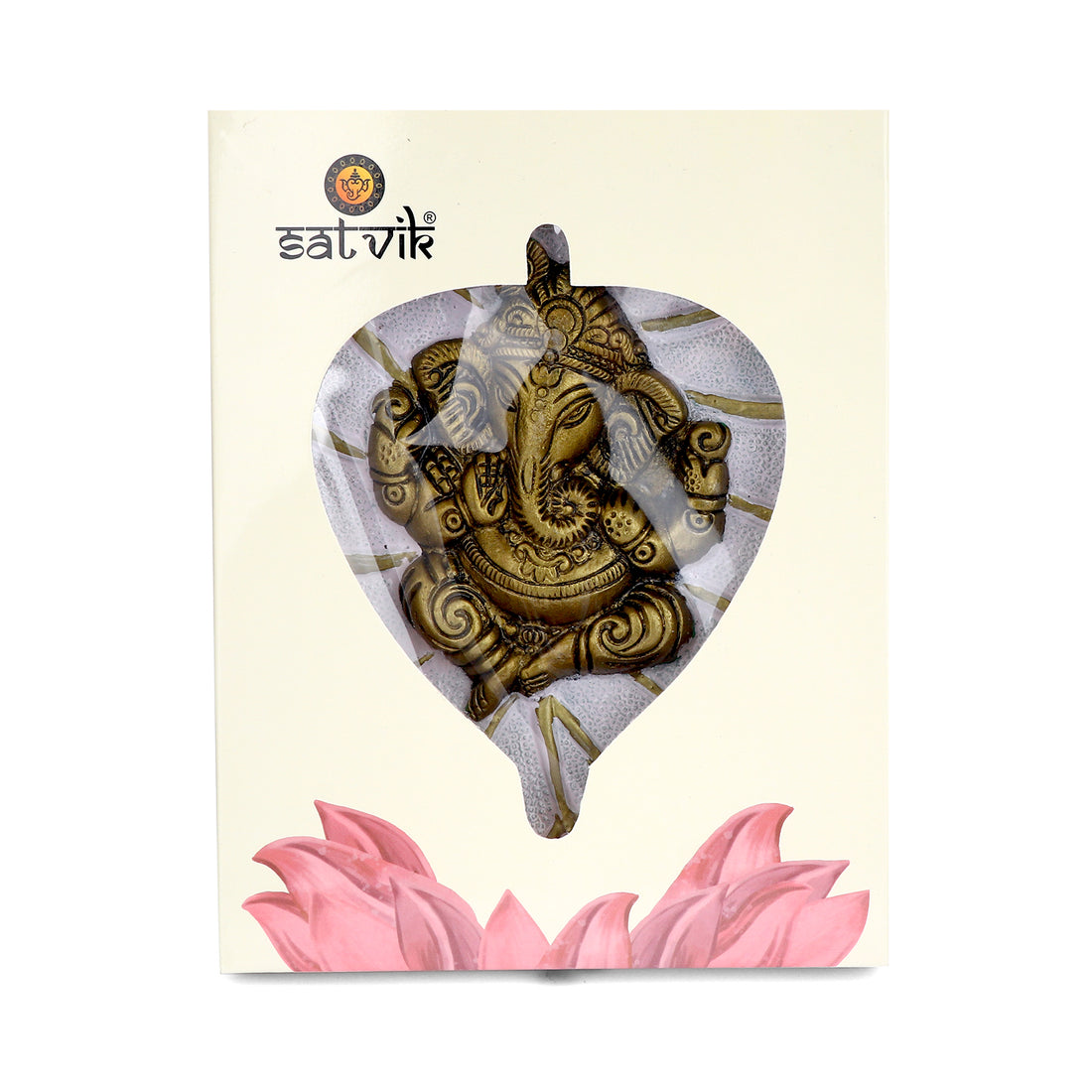 1 pc Lord Ganesh on Leaf Patta Wall Hanging White