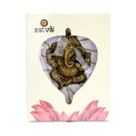 1 pc Lord Ganesh on Leaf Patta Wall Hanging White