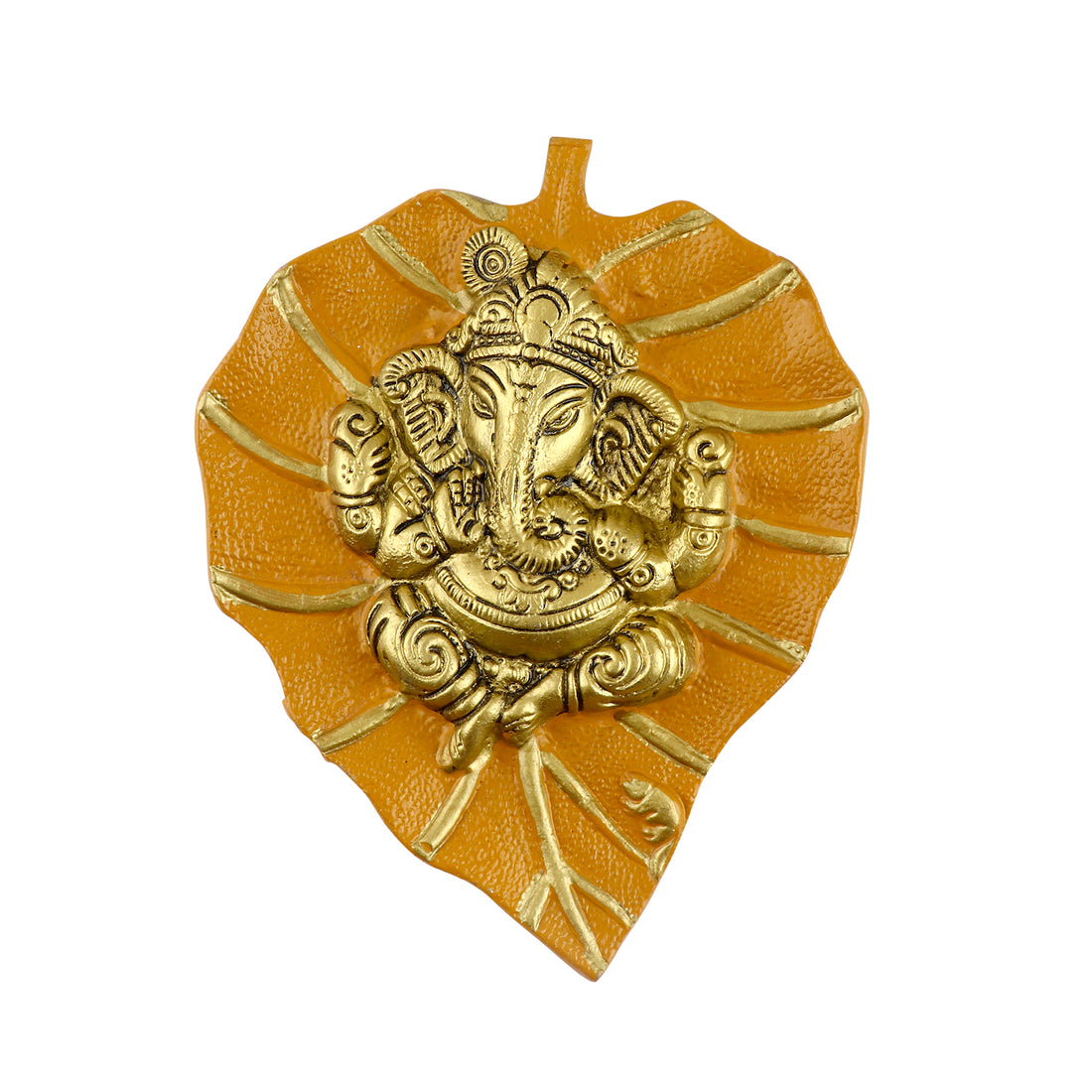 1 pc Lord Ganesh on Leaf Patta Wall Hanging White