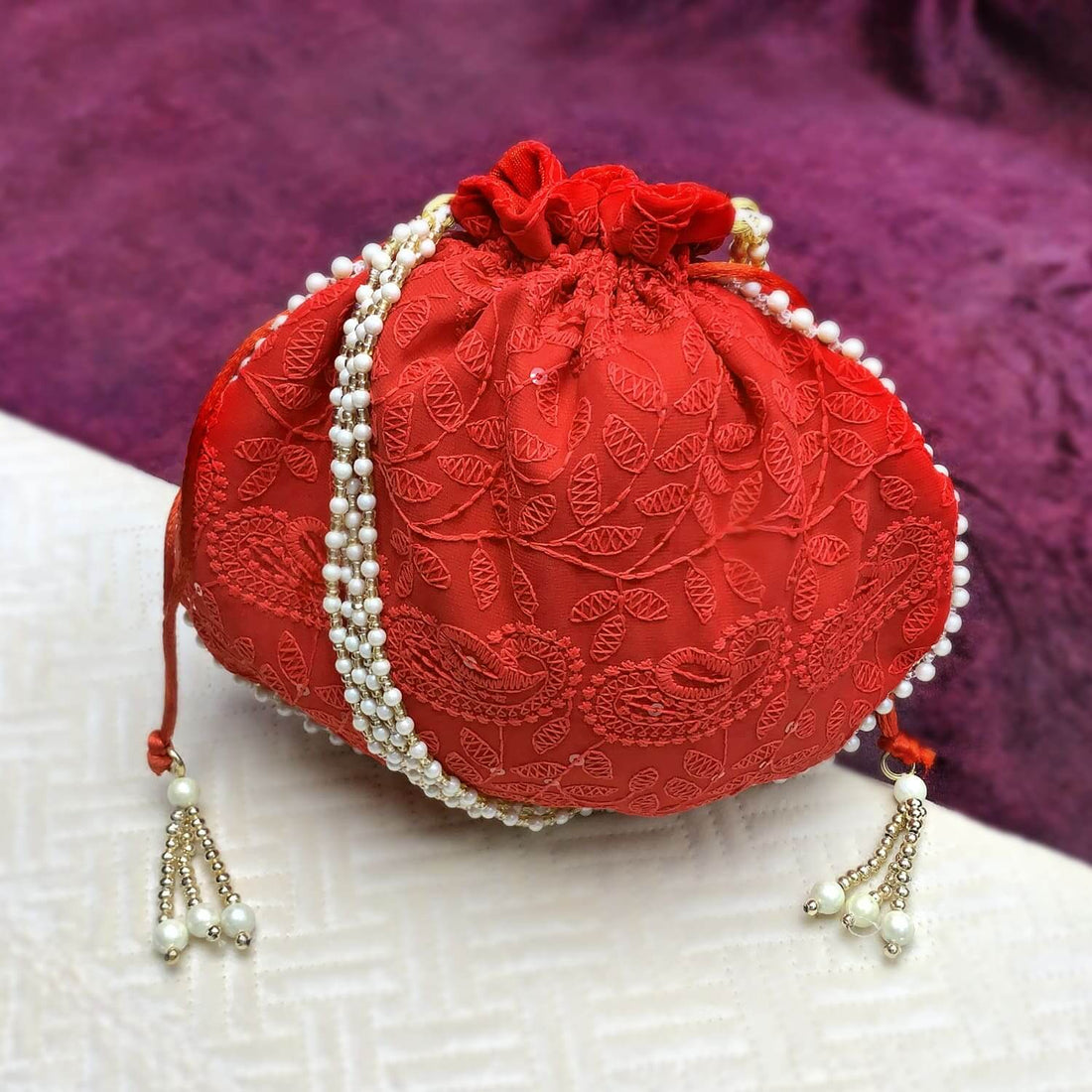 Ethnic Round Embroided Potli Pouches