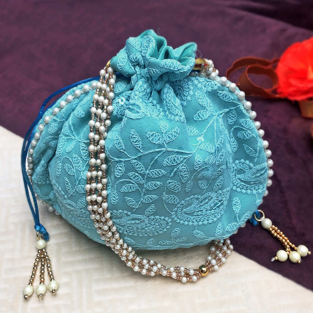 Ethnic Round Embroided Potli Pouches
