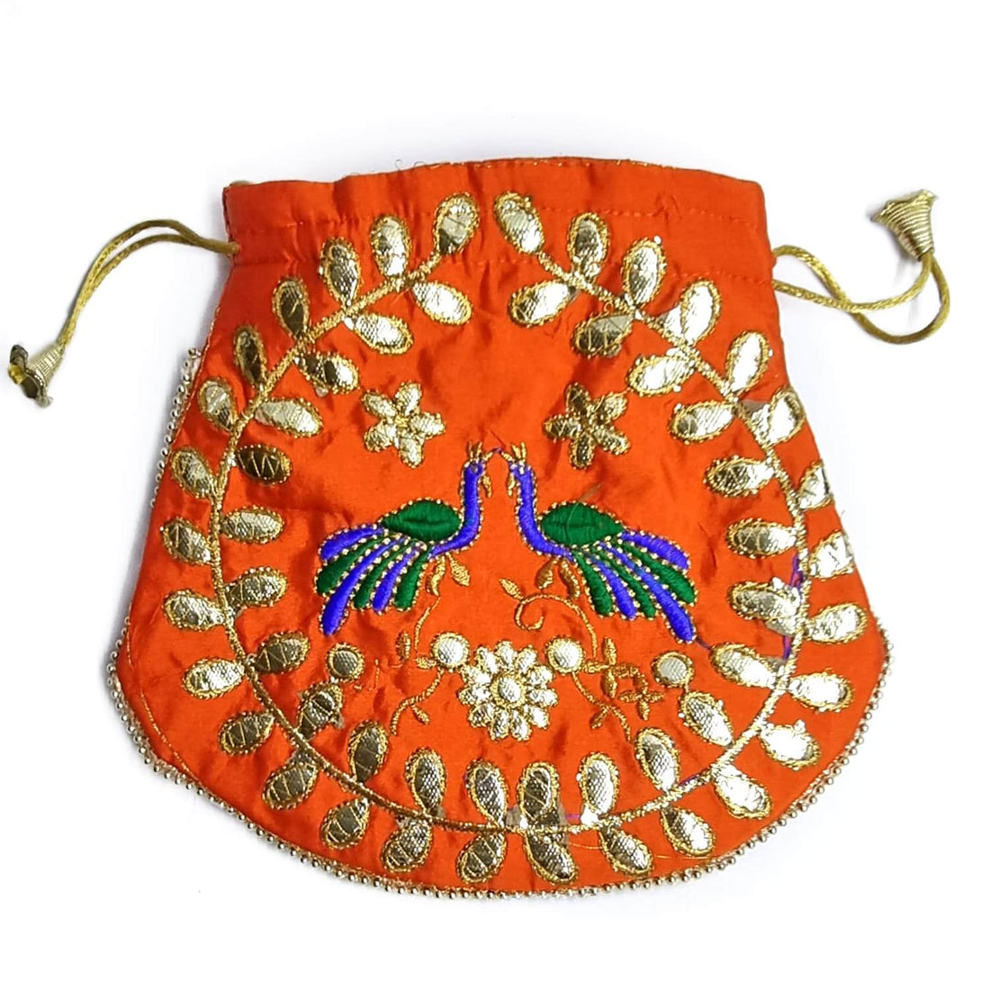 Ethnic Peacock Design Zari Work Women's Potli