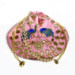 Ethnic Peacock Design Zari Work Women's Potli