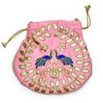 Ethnic Peacock Design Zari Work Women's Potli