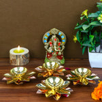 Alluring Brass Copper Lotus Kamal Diya (Small)