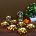 Alluring Brass Copper Lotus Kamal Diya (Large)