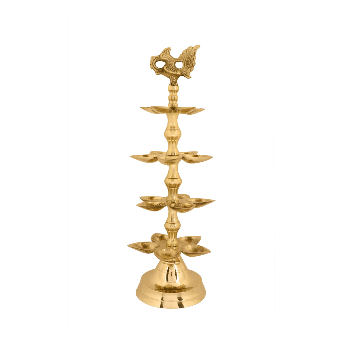 Brass 4 Step Panchmukhi Peacock Kerala Diya