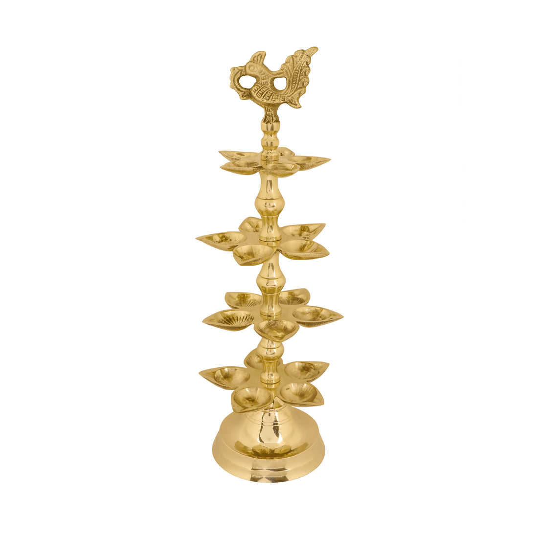 Brass 4 Step Panchmukhi Peacock Kerala Diya