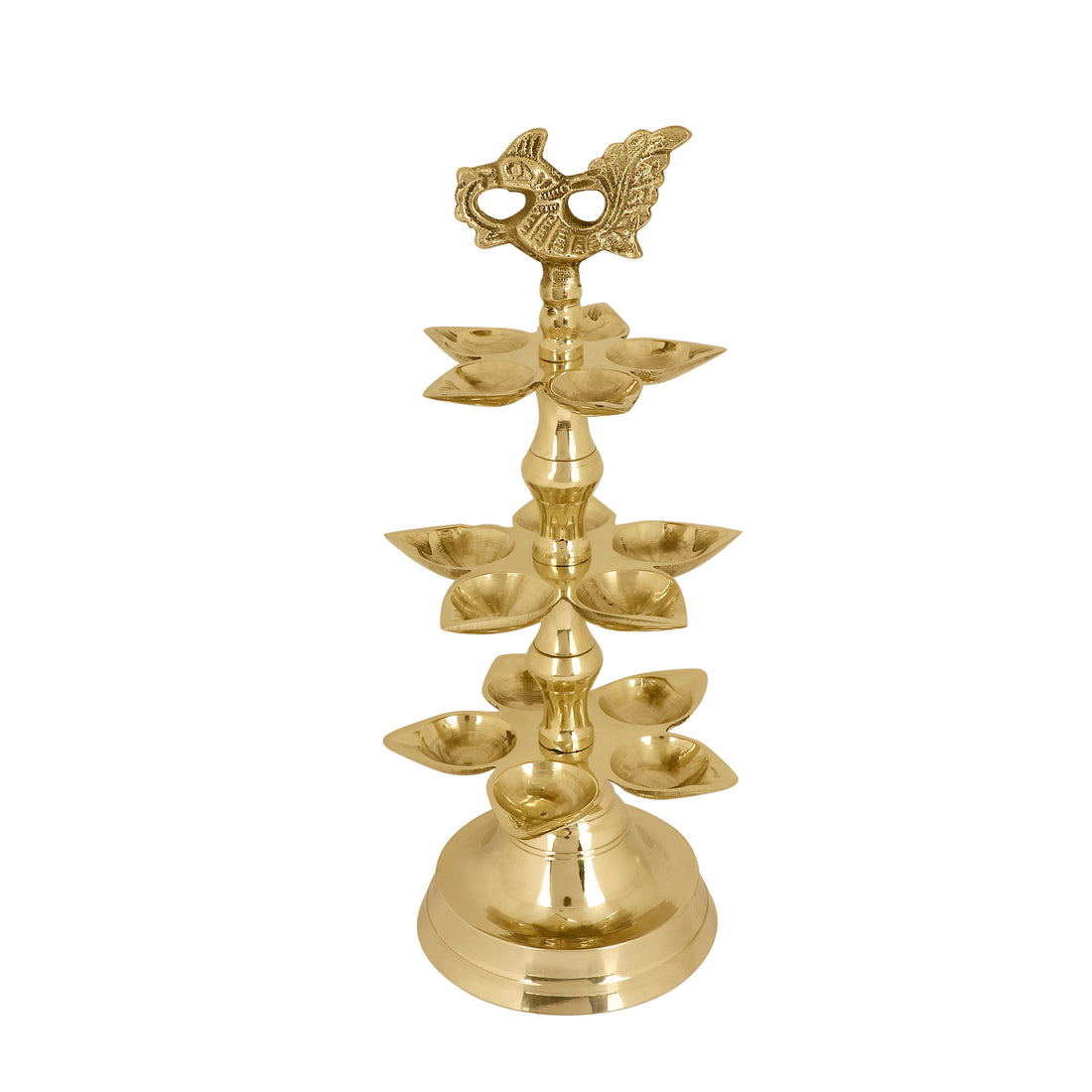 Brass 3 Step Panchmukhi Peacock Kerala Diya
