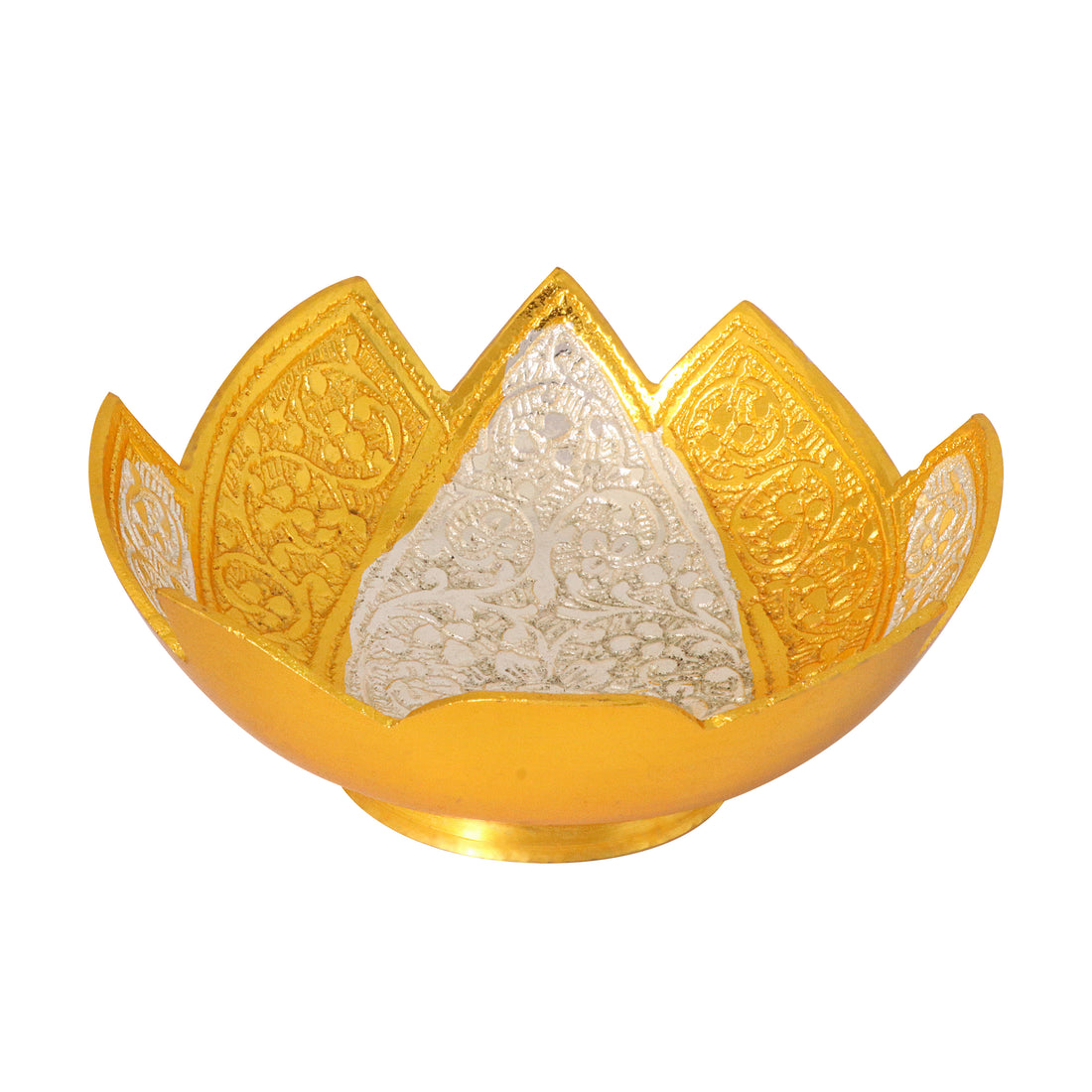 Decorative Embossed Sliver Golden Lotus Bowl
