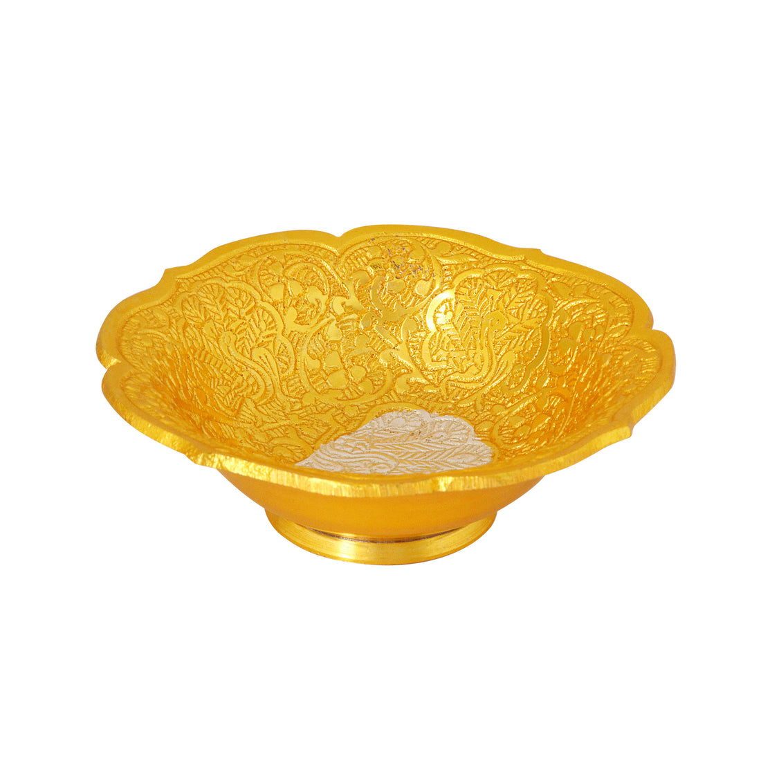 Decorative Embossed Four Face Silver Base Bowl