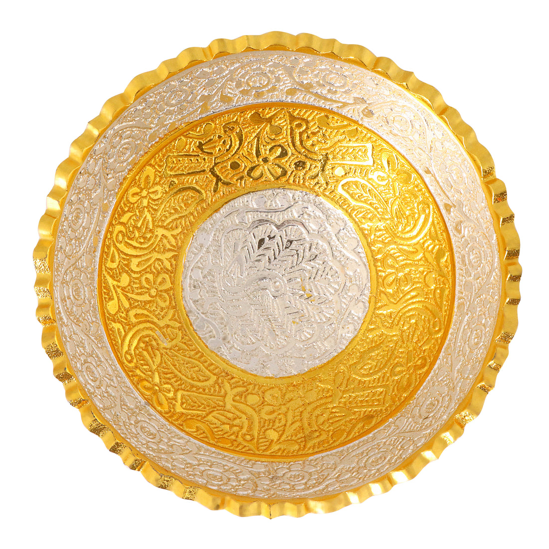 Decorative Embossed Silver Base Bowl