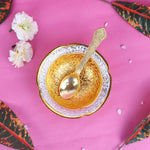Decorative Embossed Four Face Golden Base Bowl