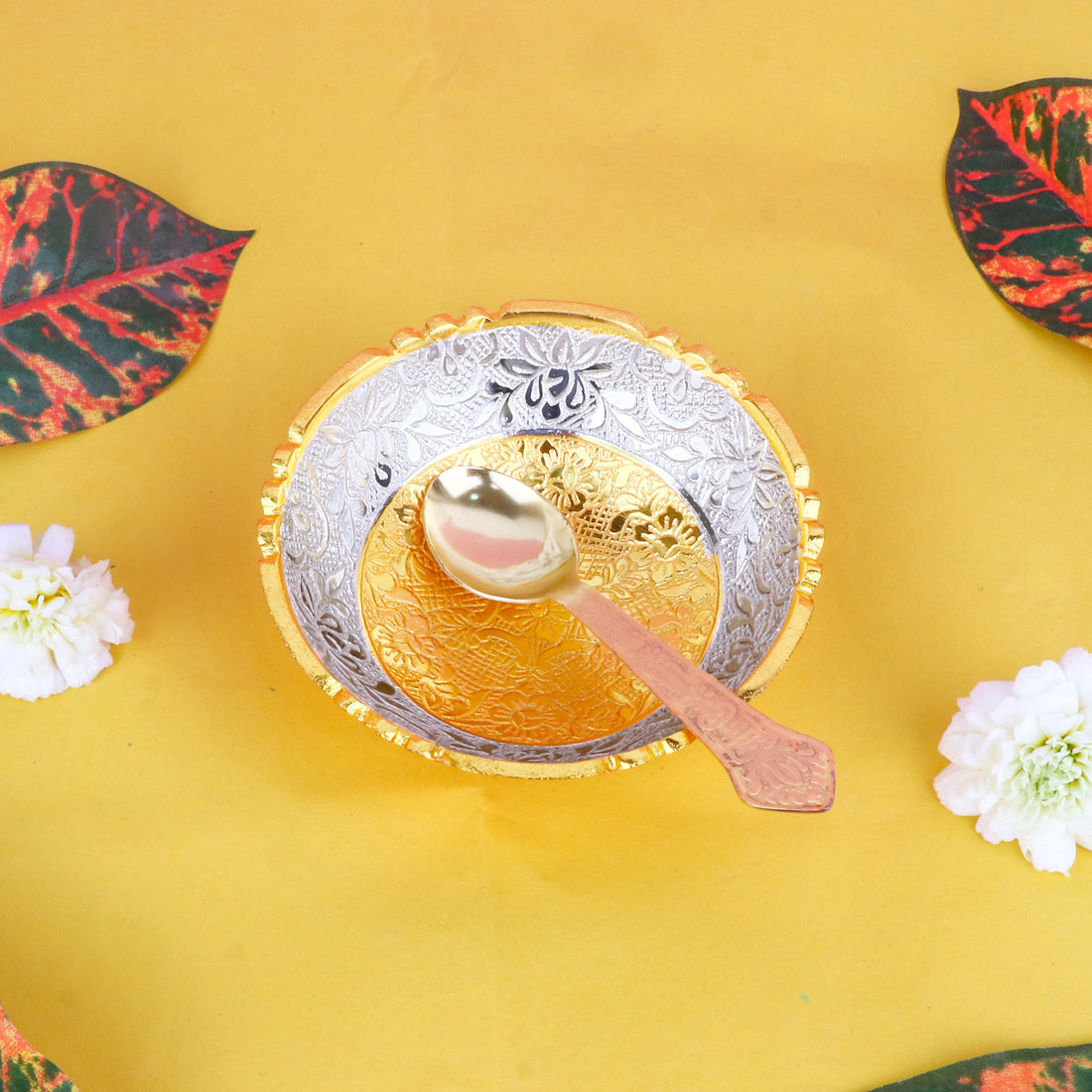 Decorative Embossed Golden Base Bowl