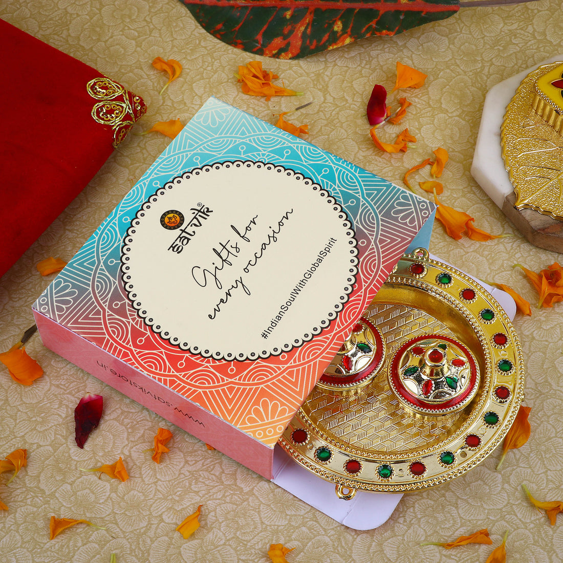 Attractive Round Roli Akshat Platter