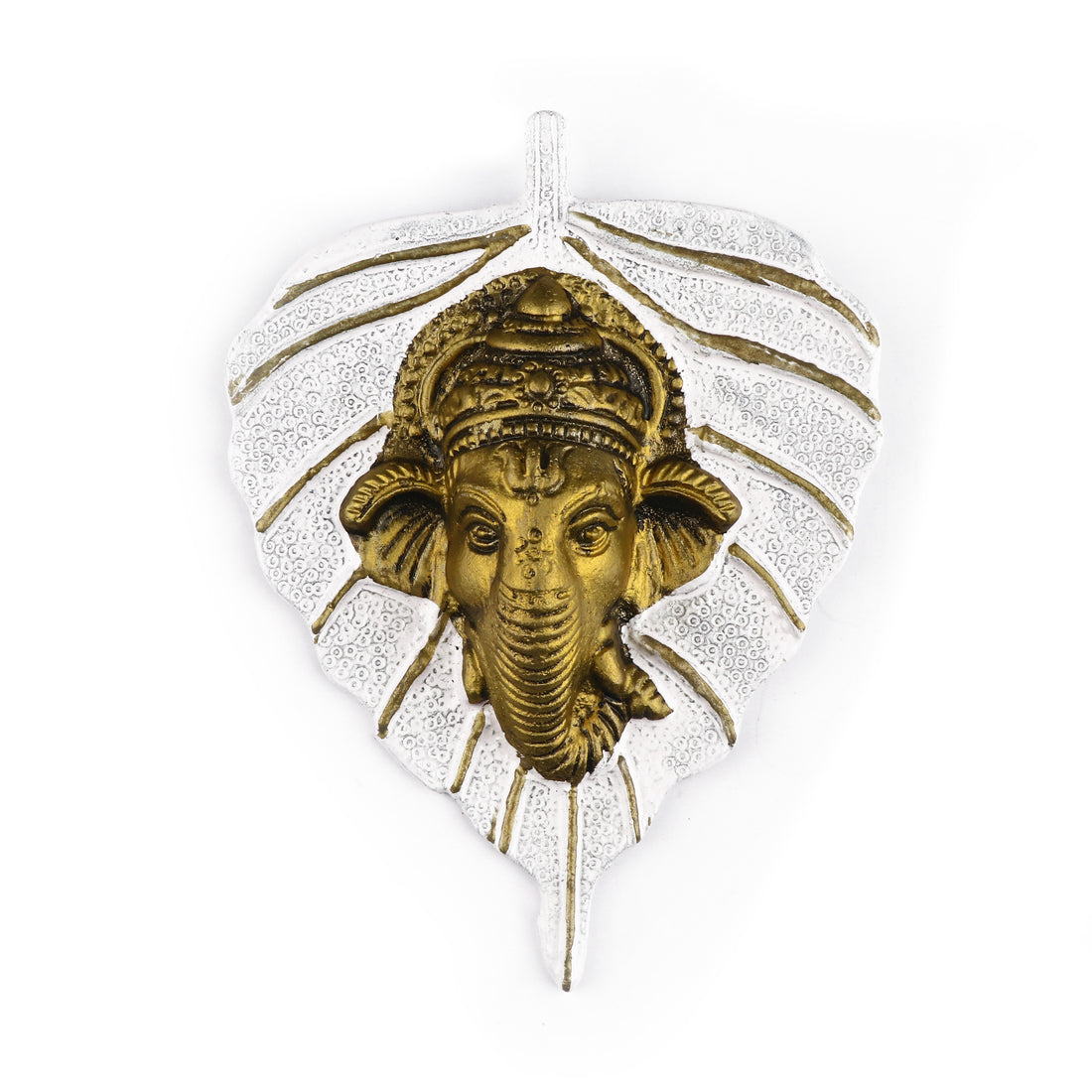 1 Pc Lord Ganesh Face on Leaf Patta Wall Hanging - Blue