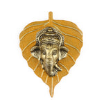 1 Pc Lord Ganesh Face on Leaf Patta Wall Hanging - Blue
