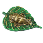 1 Pc Lord Ganesh Face on Leaf Patta Wall Hanging - Blue