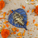 1 Pc Lord Ganesh Face on Leaf Patta Wall Hanging Green
