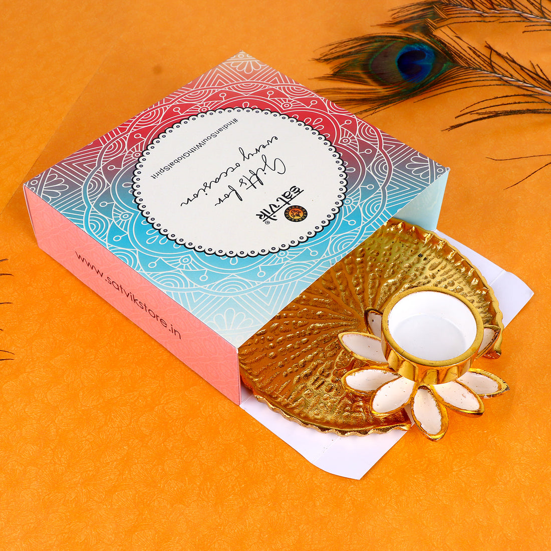 Adorable Gold And White Pooja Platter