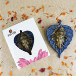1 Pc Lord Ganesh Face on Leaf Patta Wall Hanging Green