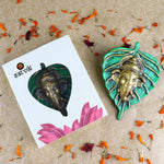 1 Pc Lord Ganesh Face on Leaf Patta Wall Hanging - Blue