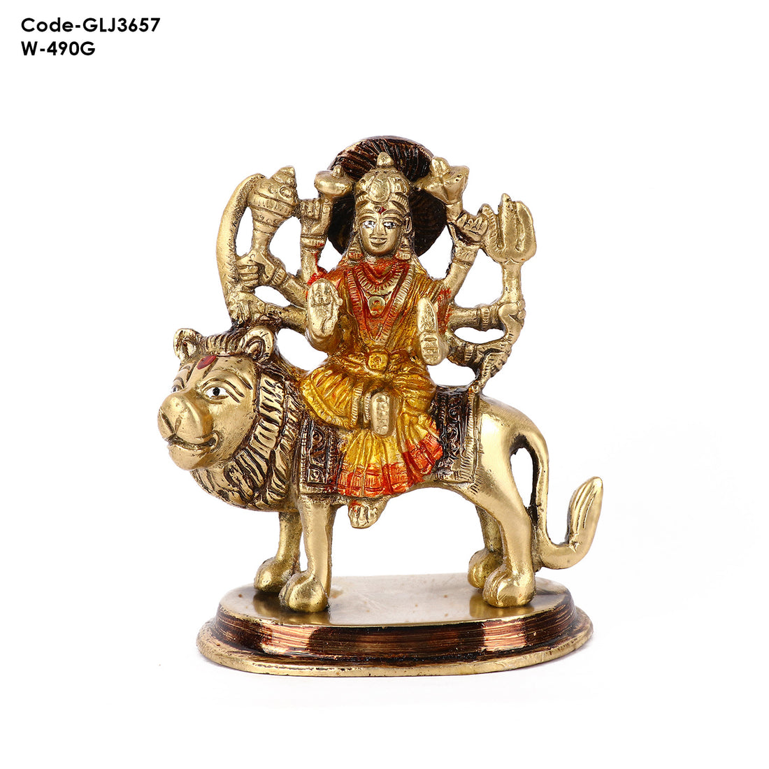 4.9 Inch Fascinating Brass Sherawali Mata Idol