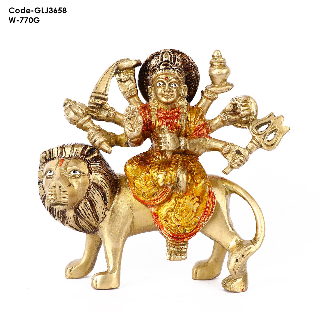 4.5 Inch Eye Catching Maa Durga Brass Idol