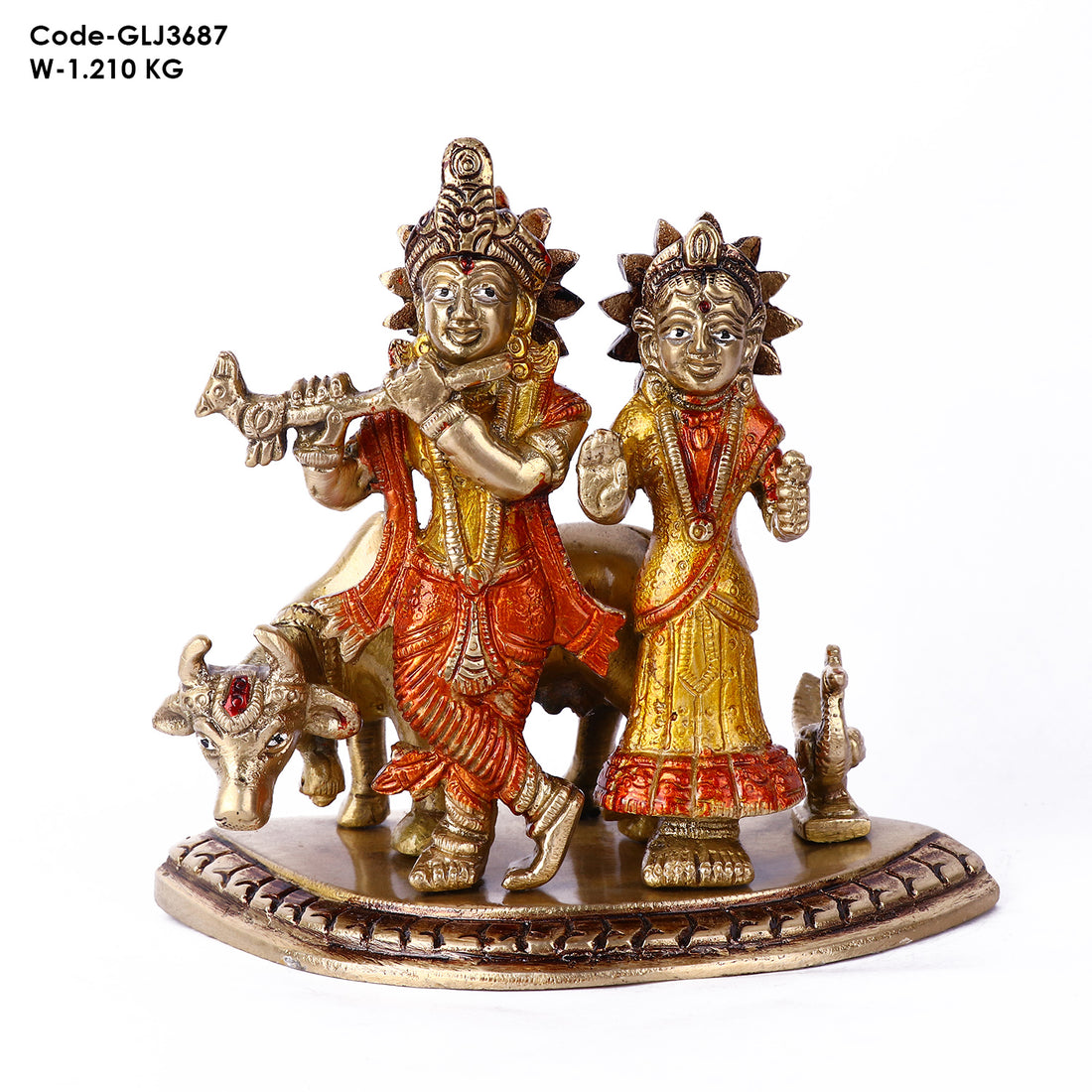 5.3 Inch Charismatic Radha Krishna Colorful Brass Idol