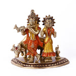 5.3 Inch Charismatic Radha Krishna Colorful Brass Idol