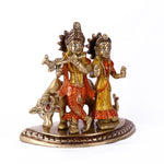 5.3 Inch Charismatic Radha Krishna Colorful Brass Idol