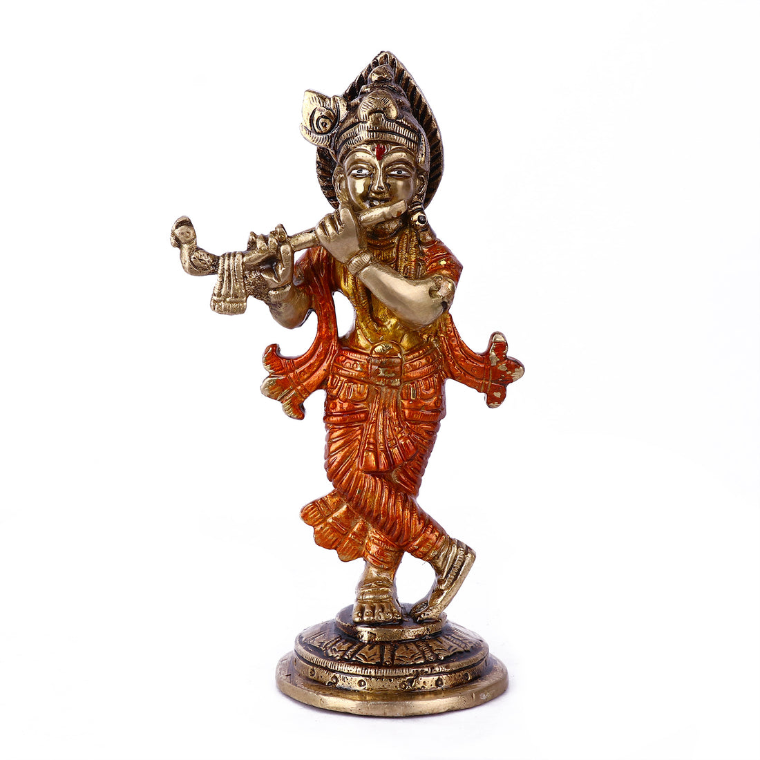 5.8 Inch Enchanting Krishna Brass Idol