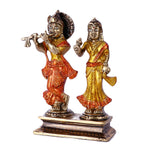 5.9 Inch Gorgeous Radha Rani And Krishna Kanhaiya Colorful Brass Idol
