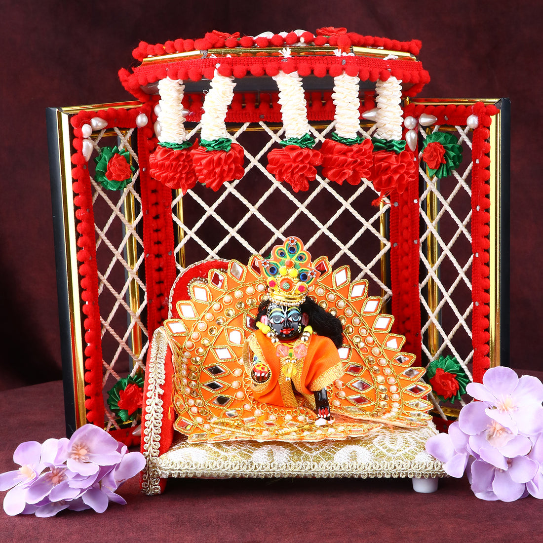 8 Inch Astonishing Ganesha Phool Bangla (Red)