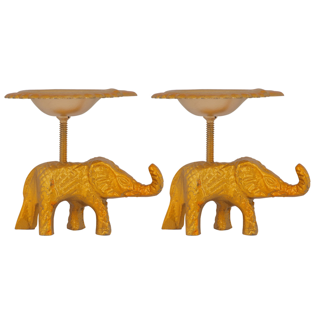 Spectacular Metal Elephant with Diya Showpiece