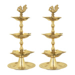 Brass 3 Step Peacock Kerala Diya