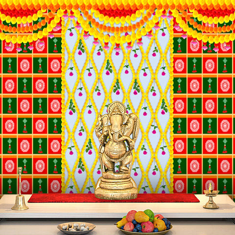  Printed Flower Design Backdrop Cloth | India’s Largest Pooja Accessories Brand – www.satvikstore.in 