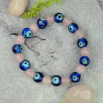 Authentic Rose Quartz Bracelet with Evil Eye