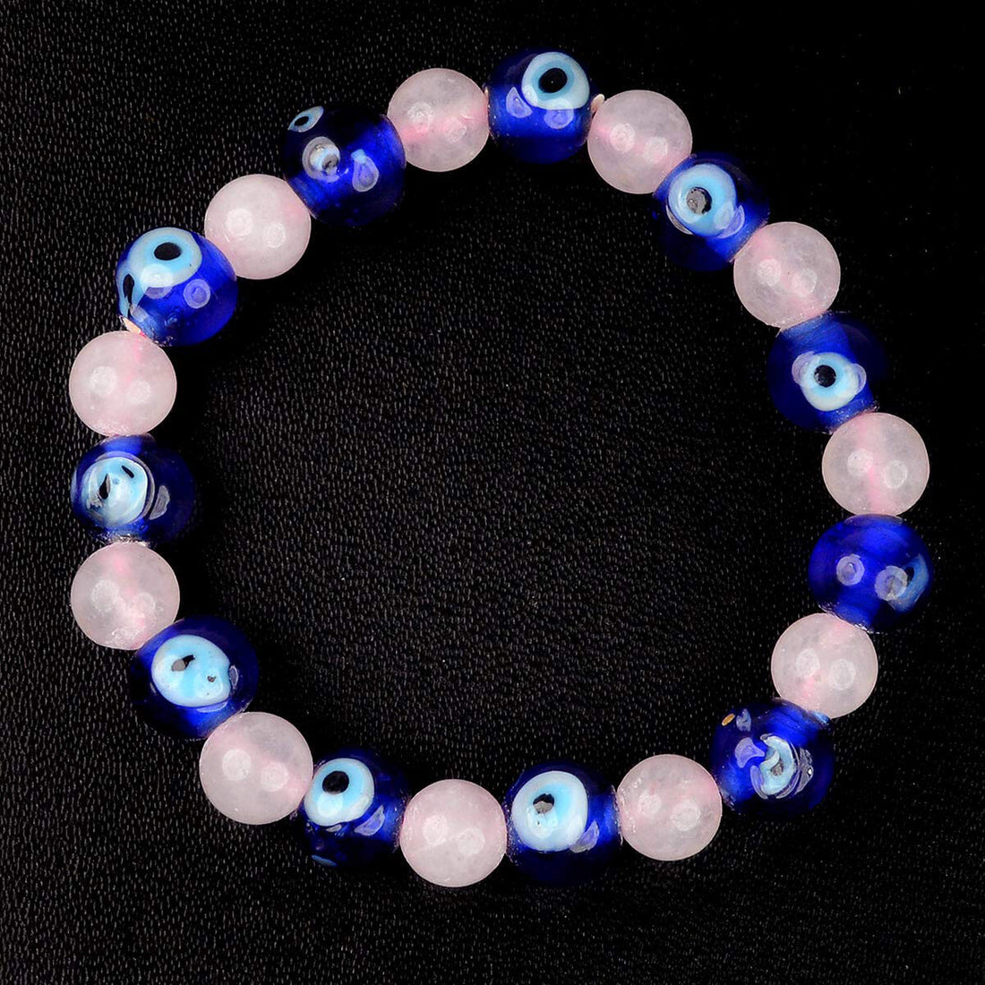 Authentic Rose Quartz Bracelet with Evil Eye