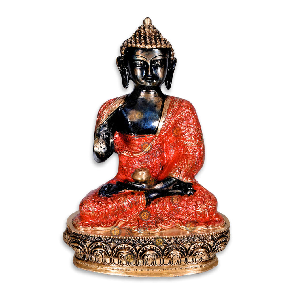 Brass Gautam Buddha Idol with Copper Finish Puja Store Online Pooja Items Online Puja Samagri Pooja Store near me www.satvikstore.in