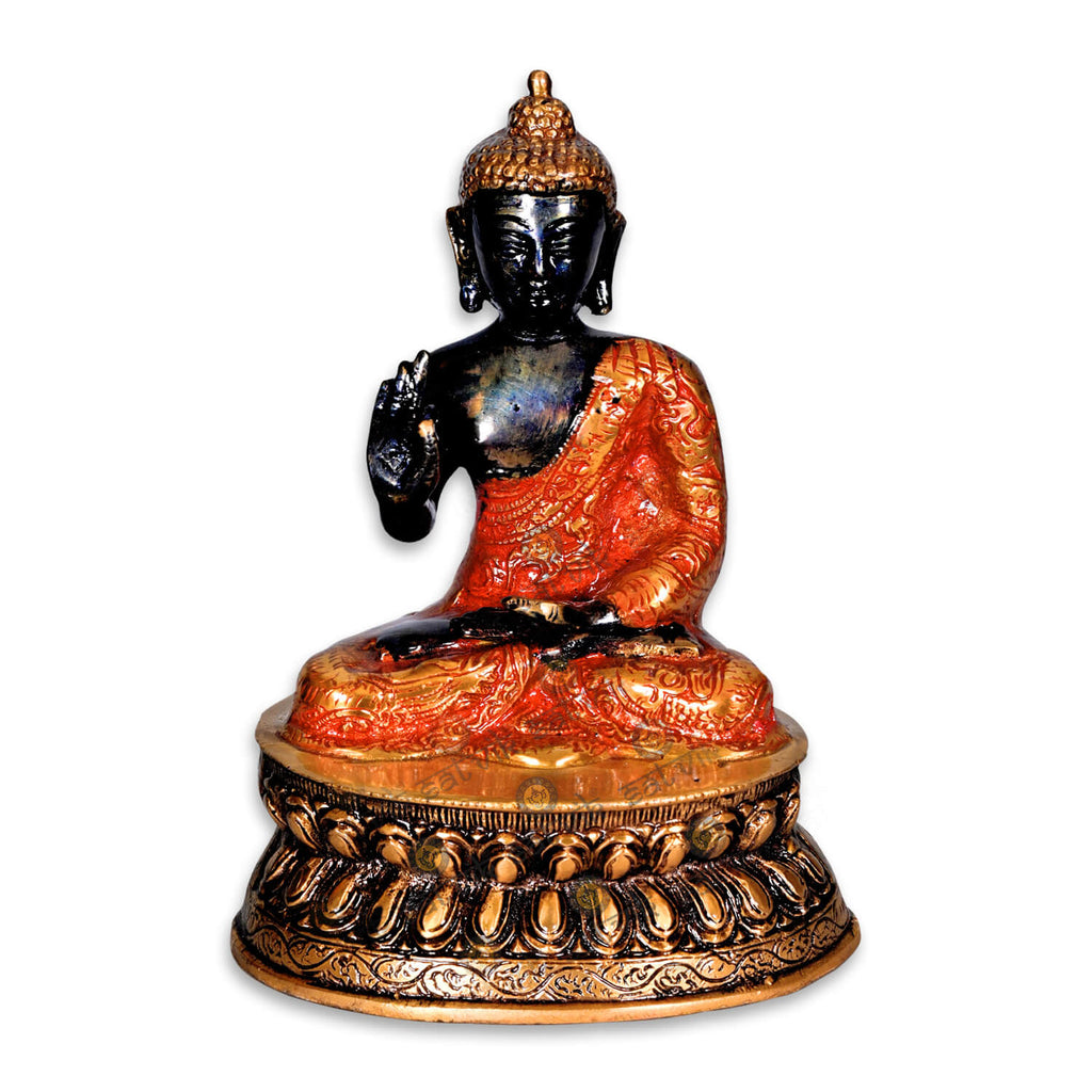 Brass Gautam Buddha Idol with Copper Finish Puja Store Online Pooja Items Online Puja Samagri Pooja Store near me www.satvikstore.in